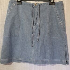 Liz Claiborne Chambray Mini Skort with Drawstring Size 10